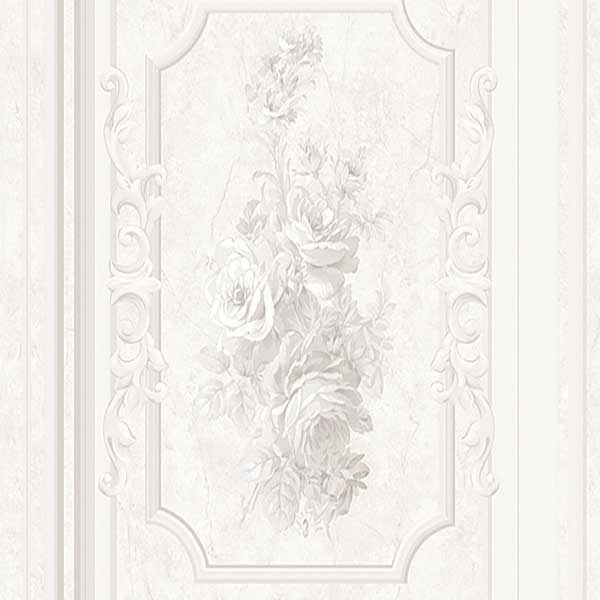 کاغذدیواری طرح کتیبه طوسی گلدار، پالادیو ایتالیایی کد Palladio18940